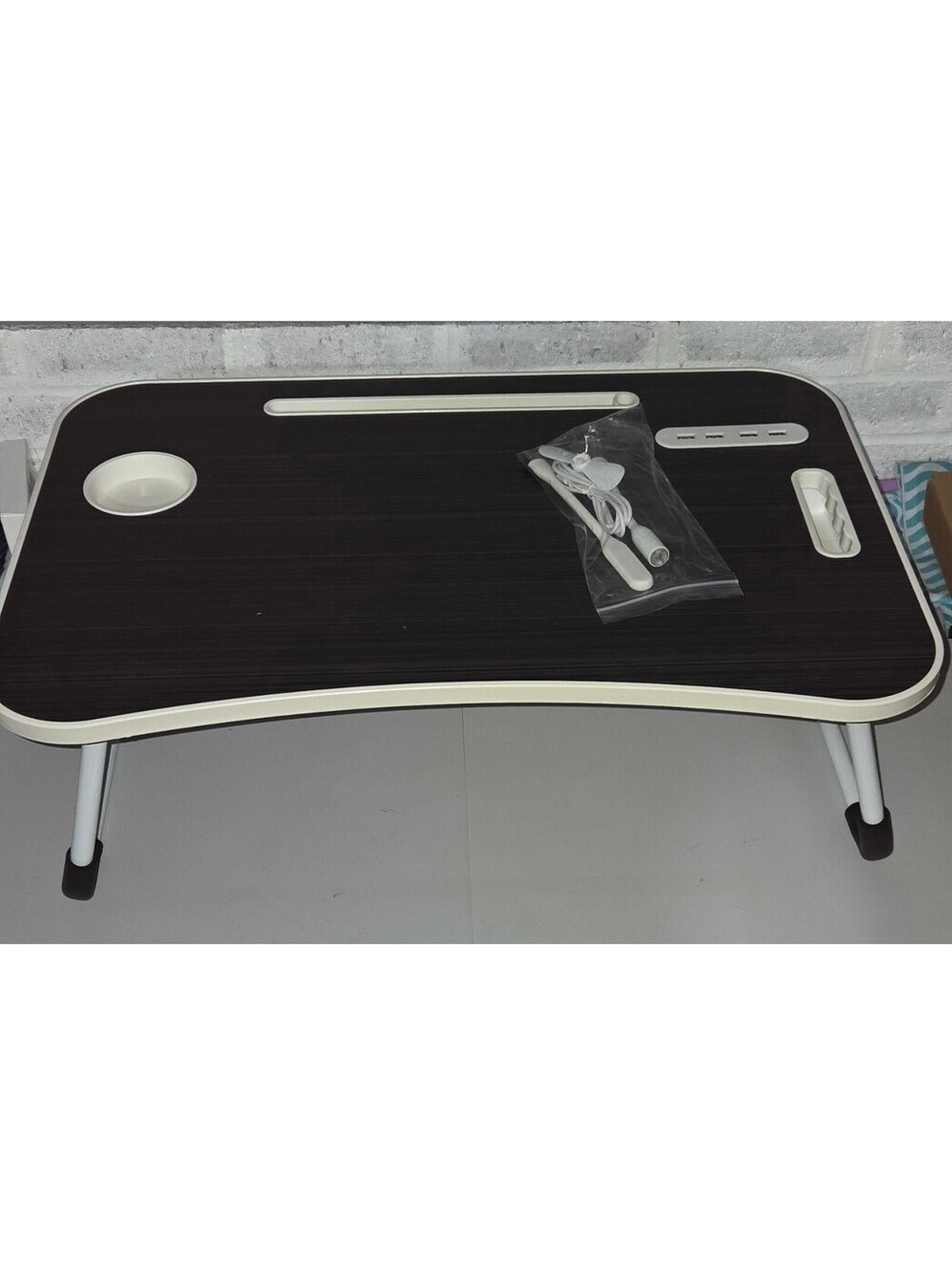 Foldable Lap Desk, Integrated USB Hub, Mini LED Lamp, Cooling Fan